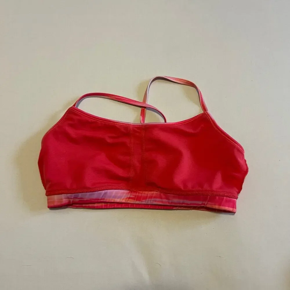 5/ $25 Marika Tek pink striped strappy sports bra S